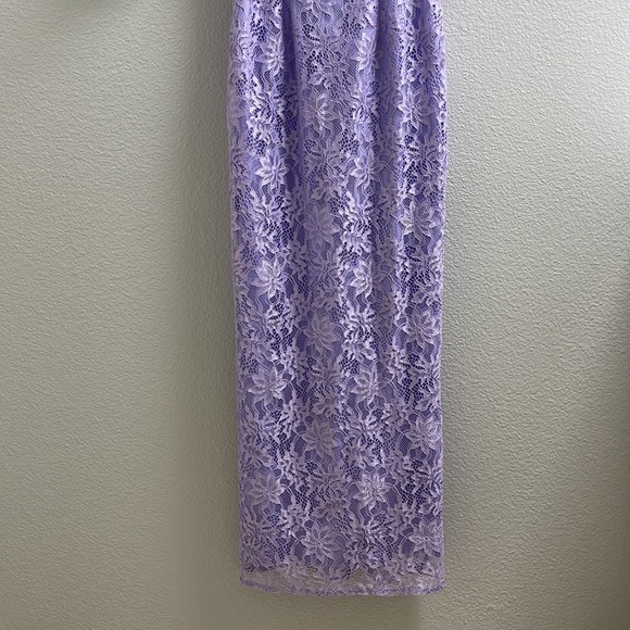 Cold Shoulder Short Sleeve Lace Dress Below Knee Length Purple Extra Small - Picture 3 of 14